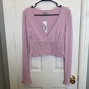 Blush-Pink, crop-top, low v-neck, women’s blouse
